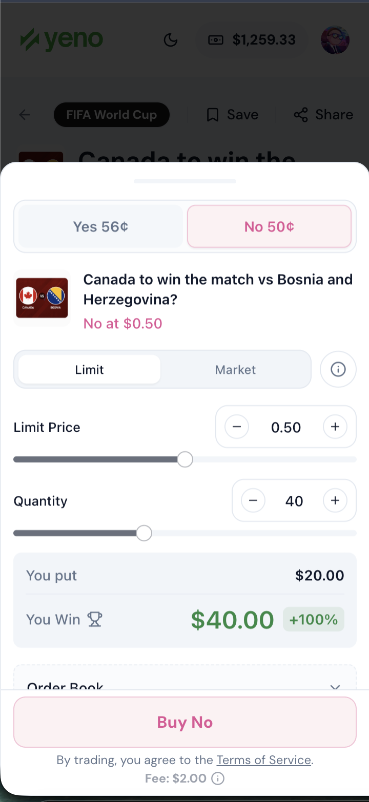 Limit order in app